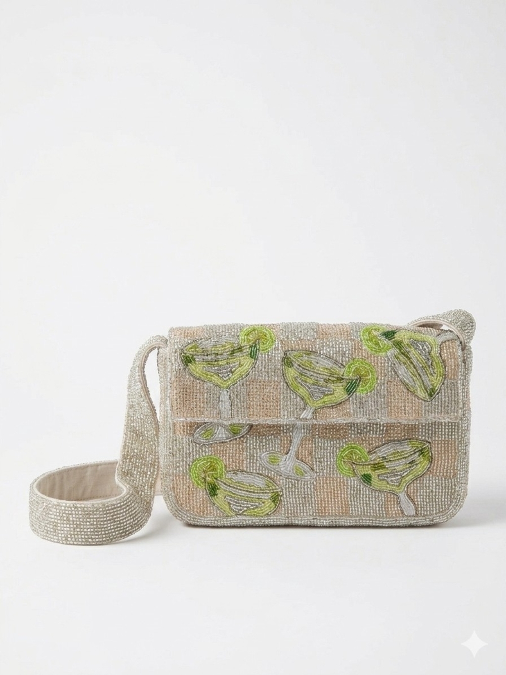 ​Anthropologie Fiona Beaded Margarita Bag Checkered Margs Cocktail Shoulder EUC - Picture 2 of 15